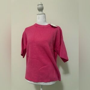 English Factory Pink Short Sleeve sweater size large NWT
